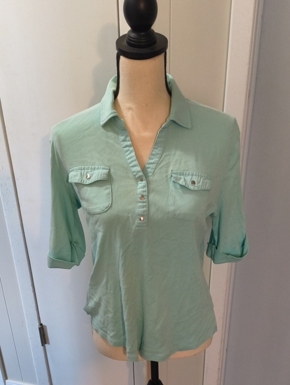 Croft And Borrow Light Mint Shirt with Roll-Tab Sleeves